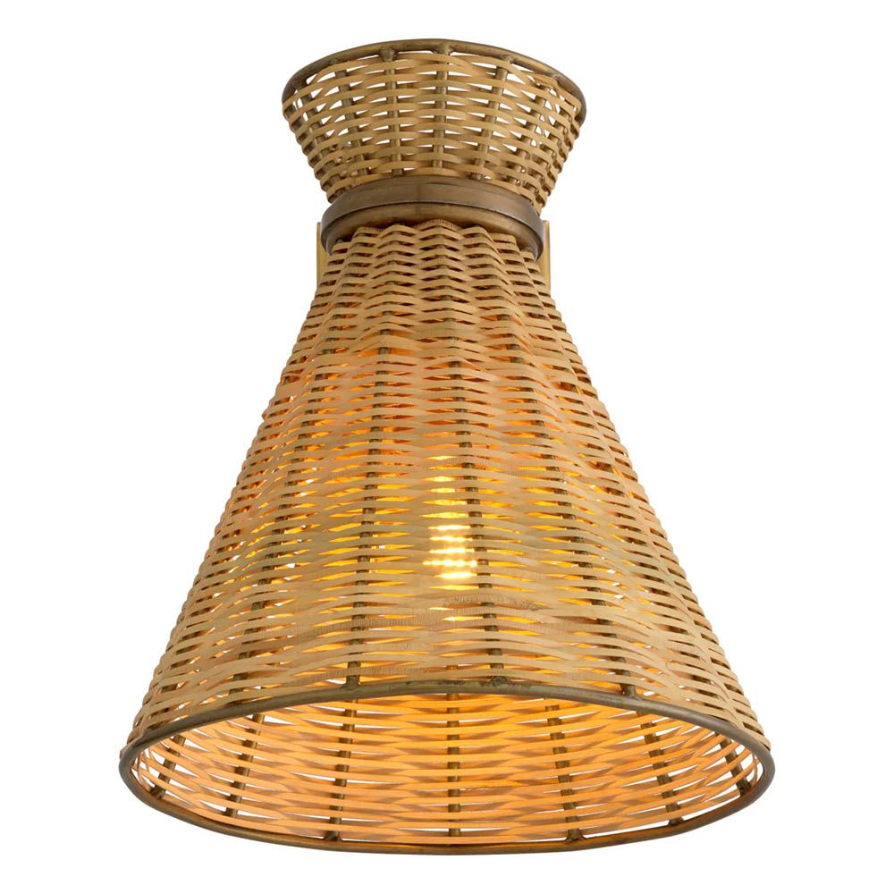 Wall lamp with rattan shade