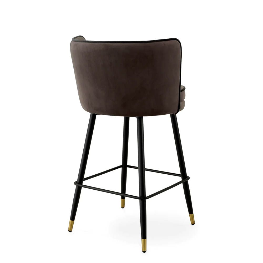 Wrap around back counter stool in sumptuous savona grey upholstery
