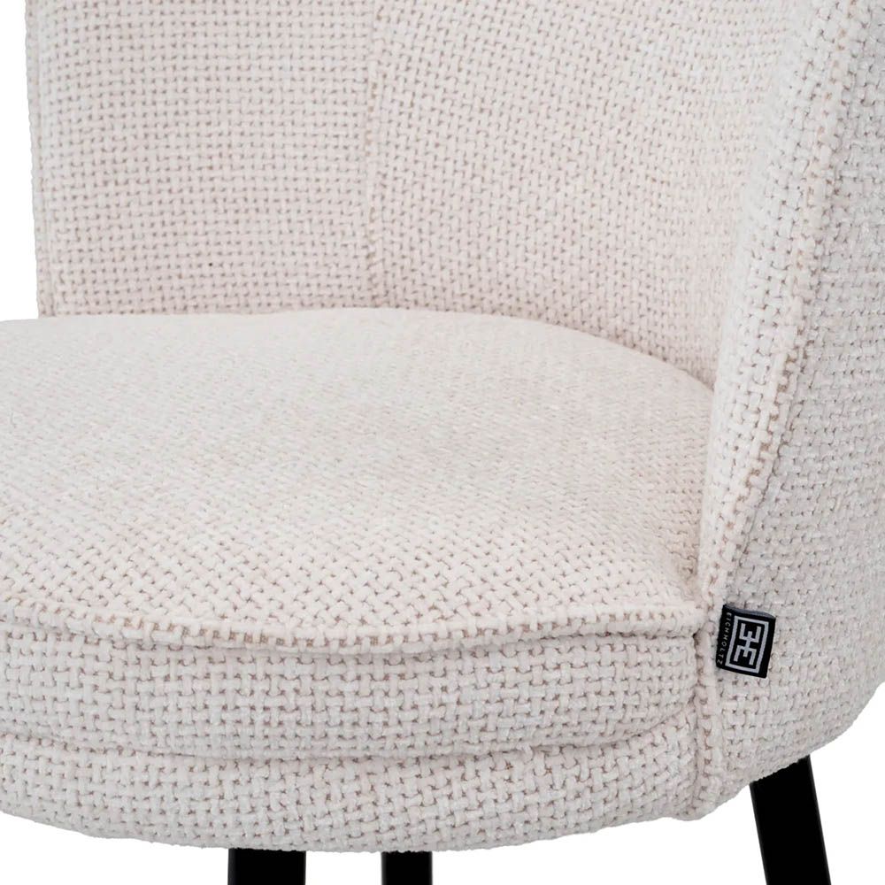 High back lyssa off-white upholstered bar stool with black tapered legs