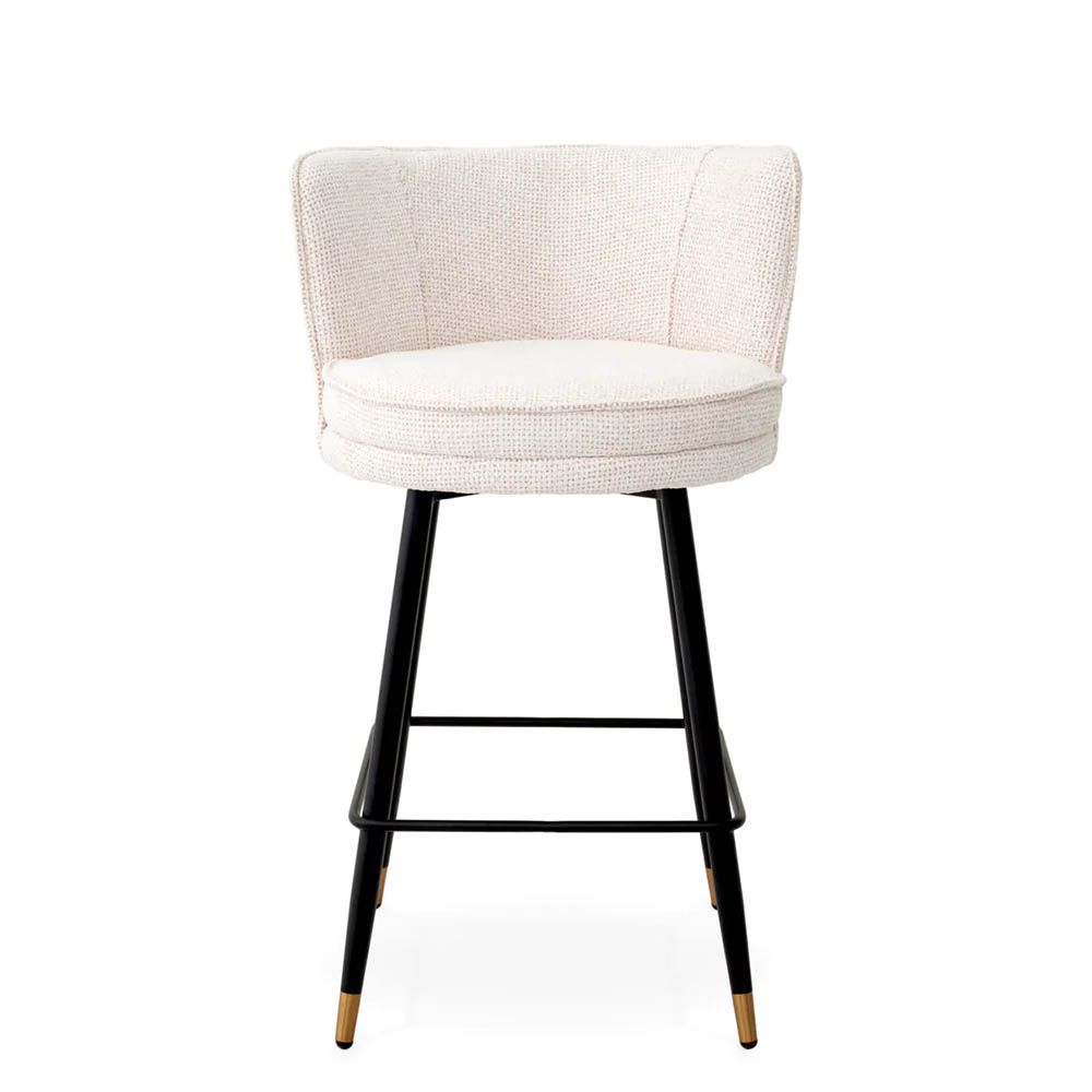 Wrap around back counter stool in sumptuous lyssa off-white upholstery