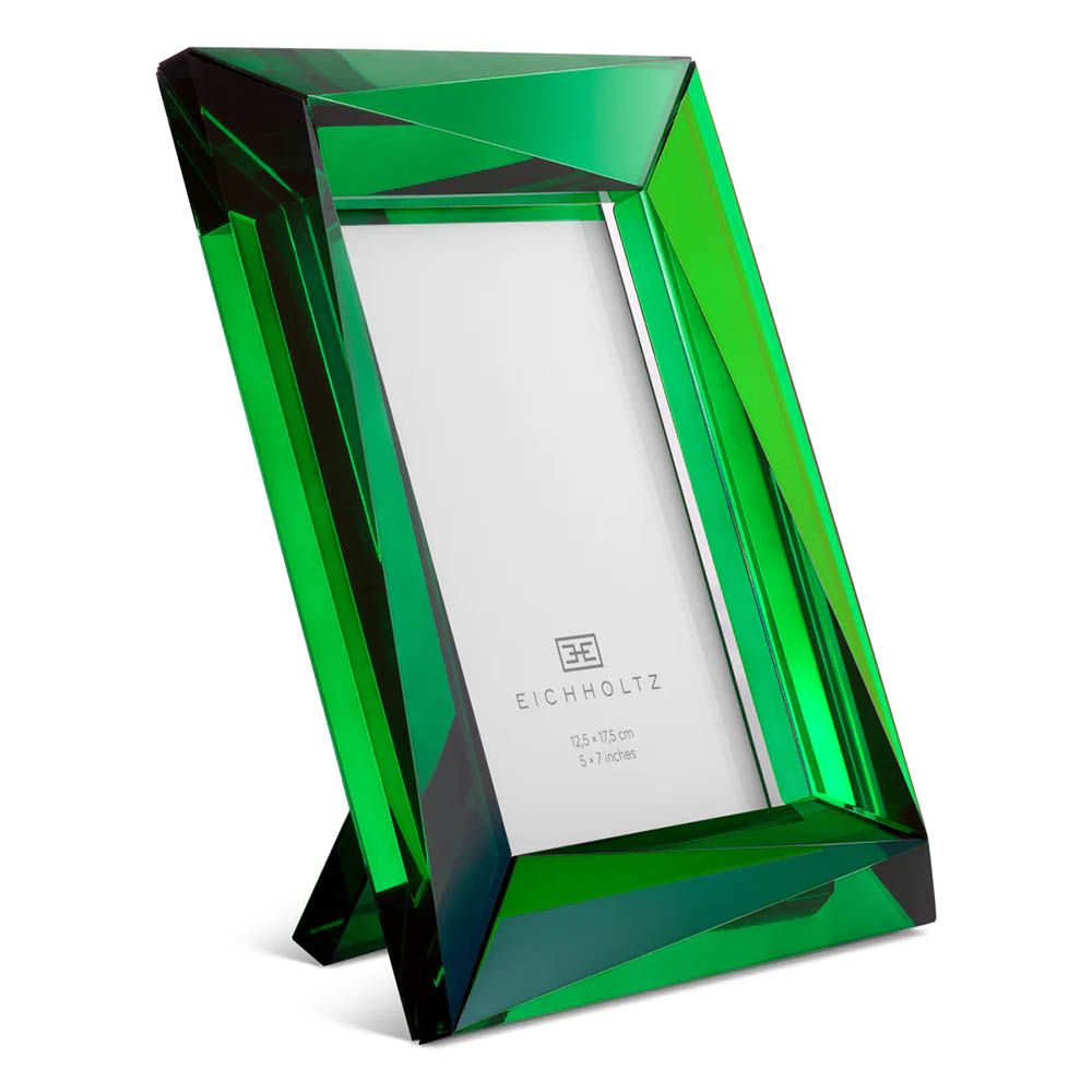 Green crystal glass picture frames in large