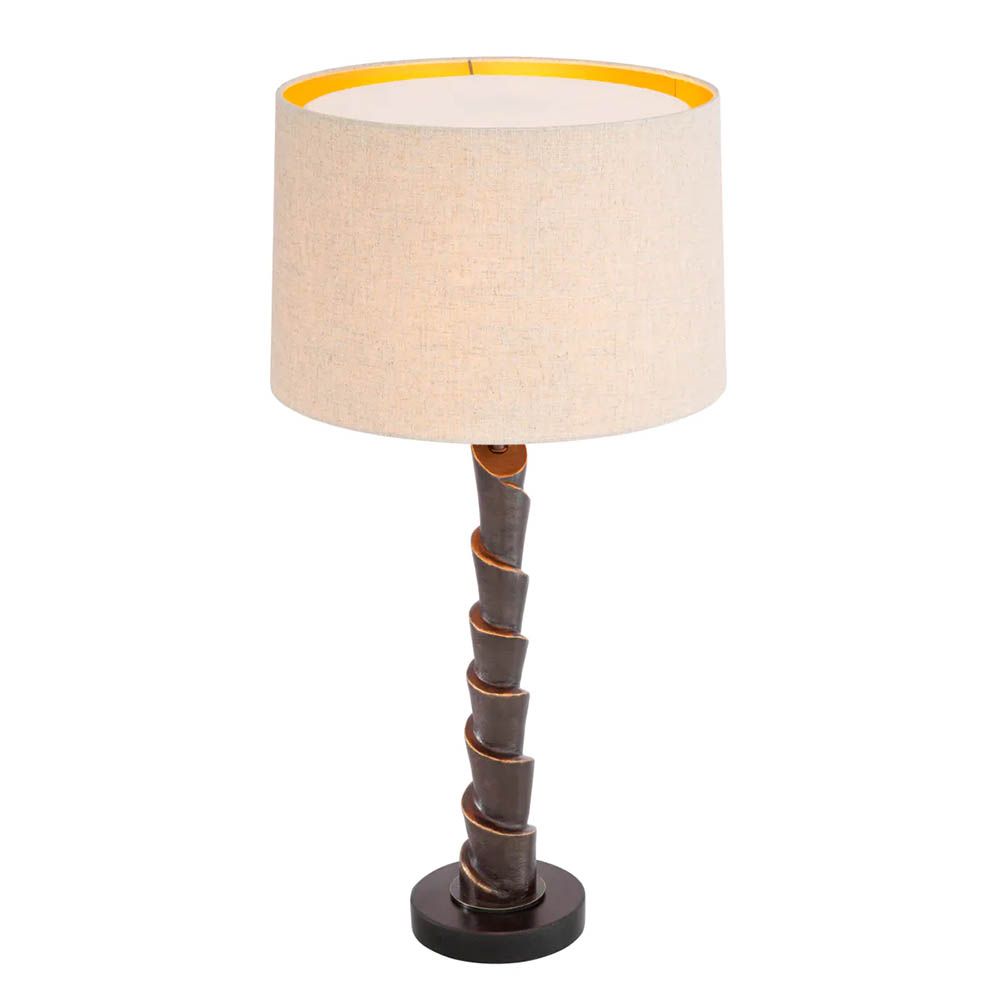 bronze highlight finish table lamp with wrapped styles silhouette
