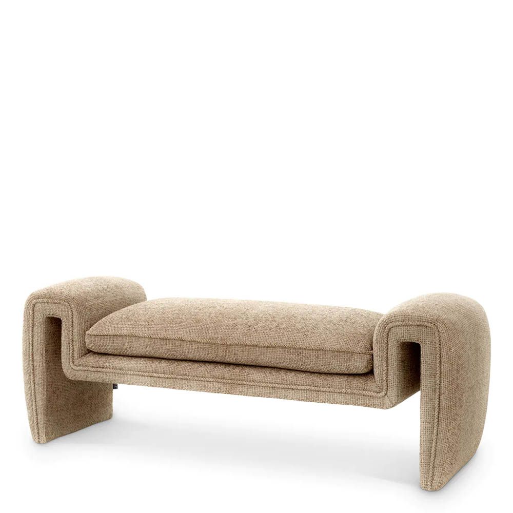 A modern bench by Eichholtz with a stunning sand coloured upholstery