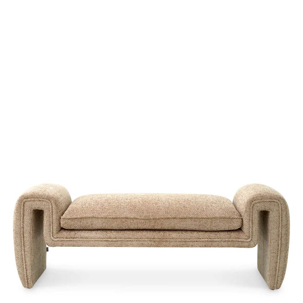 A modern bench by Eichholtz with a stunning sand coloured upholstery
