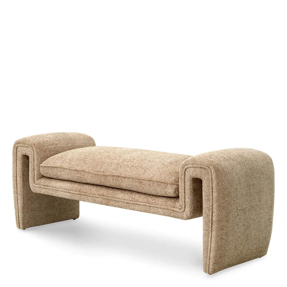 A modern bench by Eichholtz with a stunning sand coloured upholstery