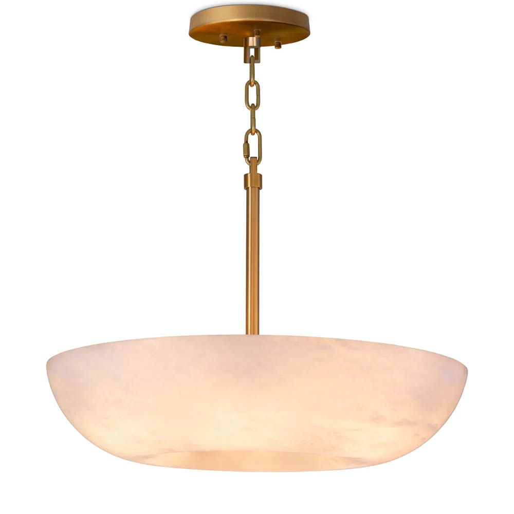alabaster rounded ceiling light with brass details