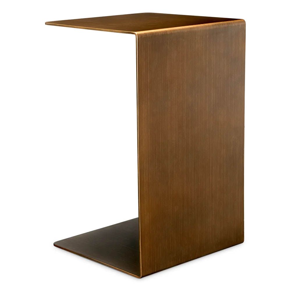 Sleek square top brass finish metal side table