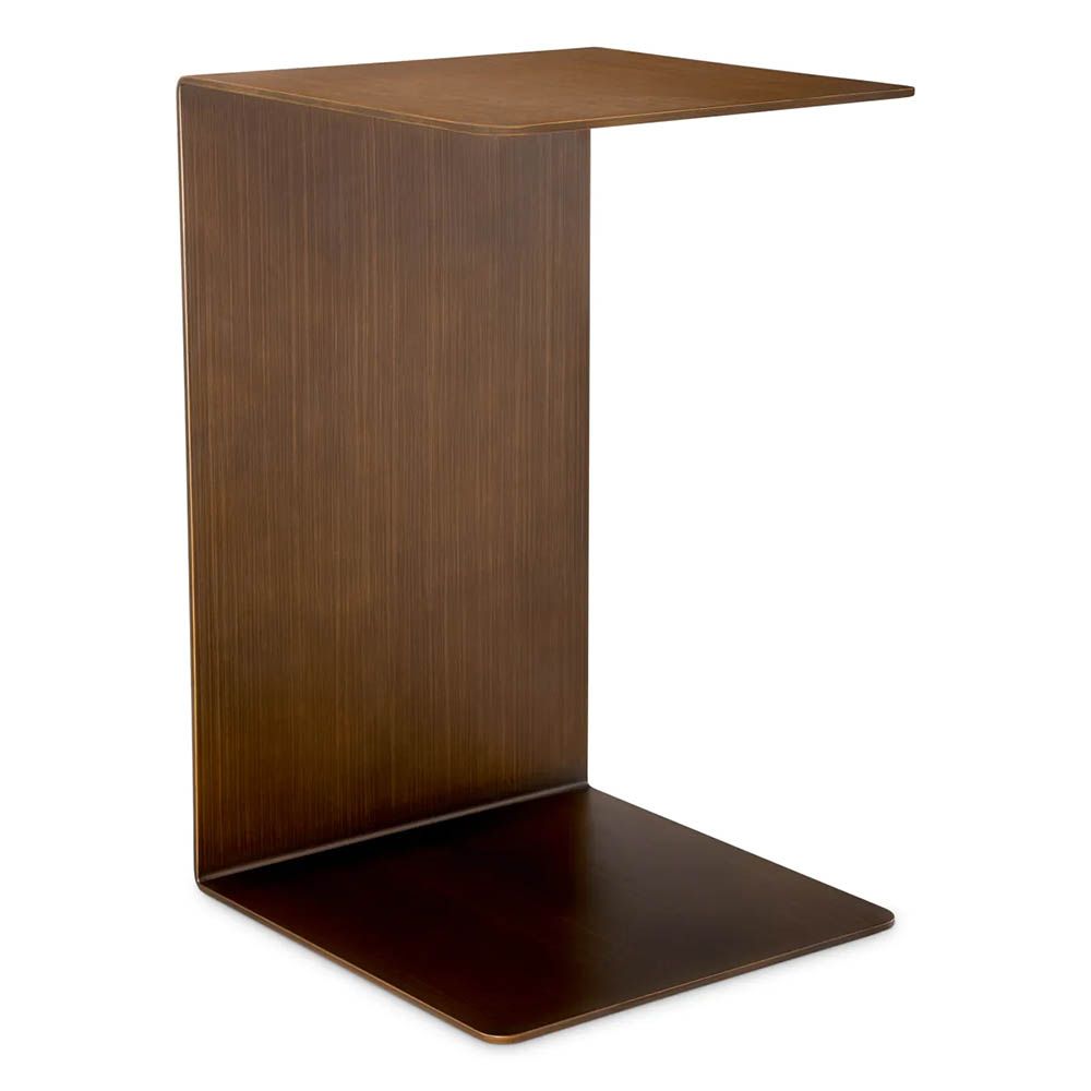 Sleek square top brass finish metal side table
