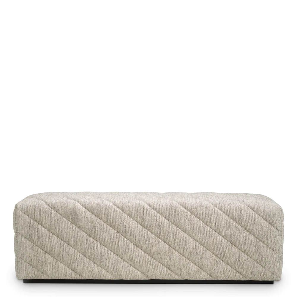 Grey upholstered modern sofa with chevron stitching detail