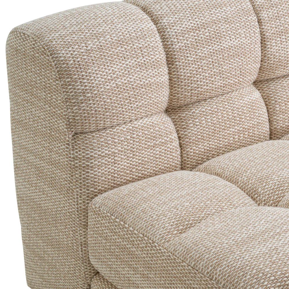 quilted sofa right module in skyward sand coloured linen upholstery