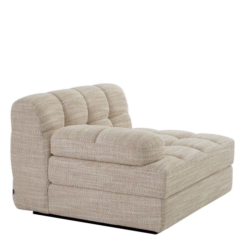 quilted sofa module in skyward sand coloured linen upholstery