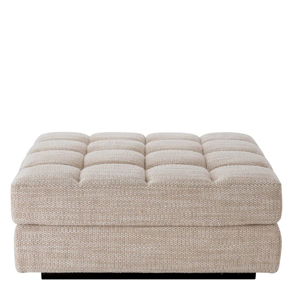 quilted sofa ottoman module in skyward sand coloured linen upholstery