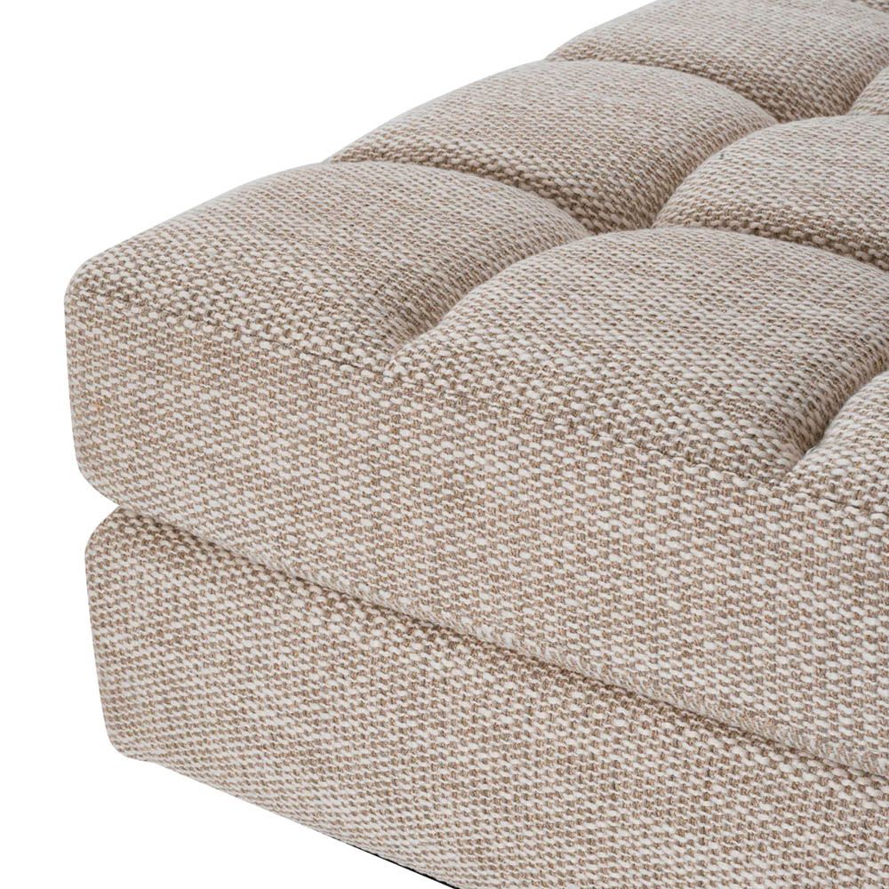 quilted sofa ottoman module in skyward sand coloured linen upholstery