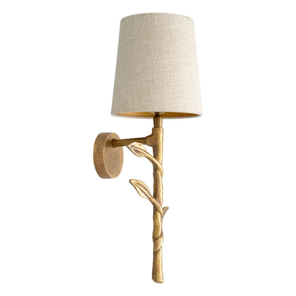 Wall lamp with stem design and linen shade