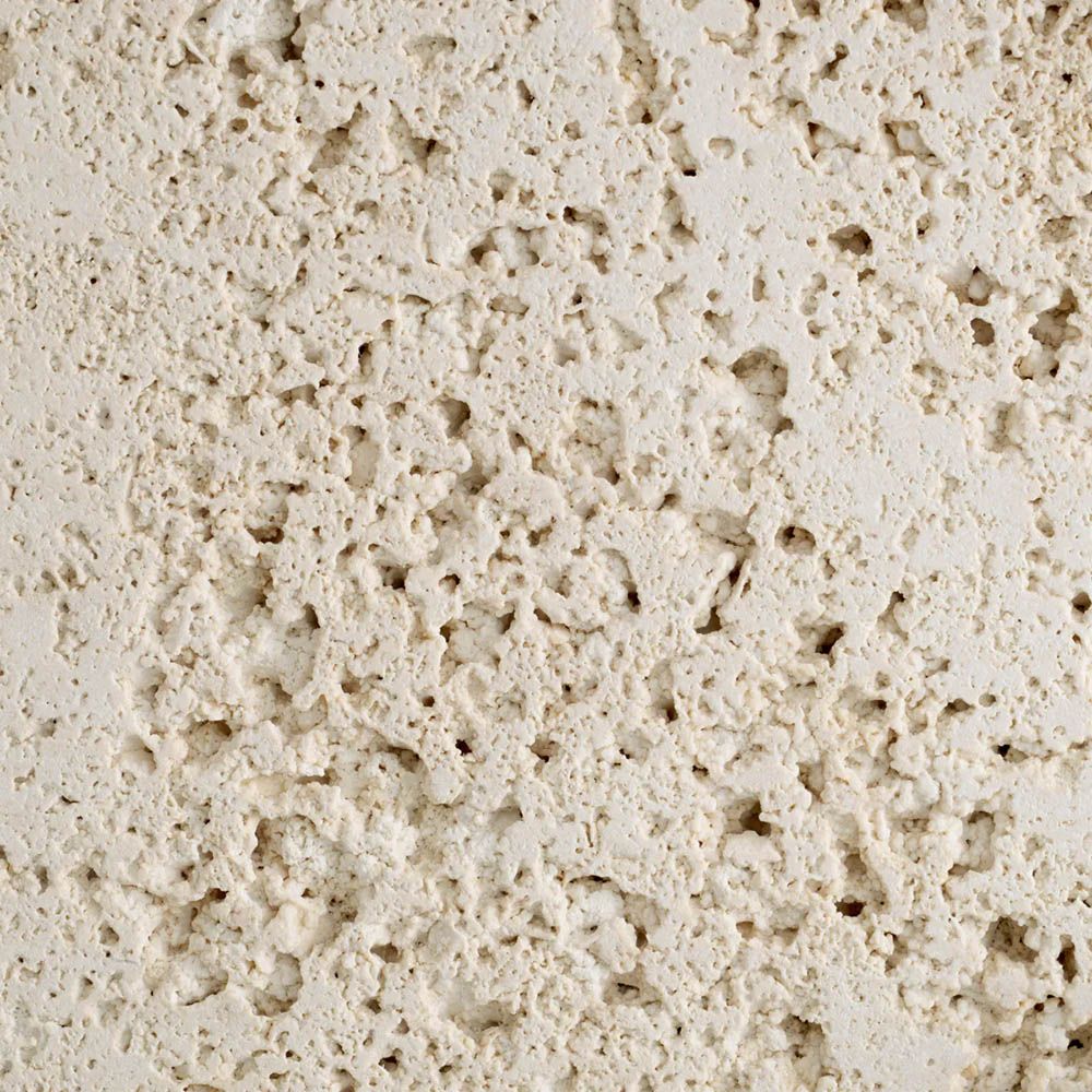 Table lamp with square rounded shade and a travertine base
