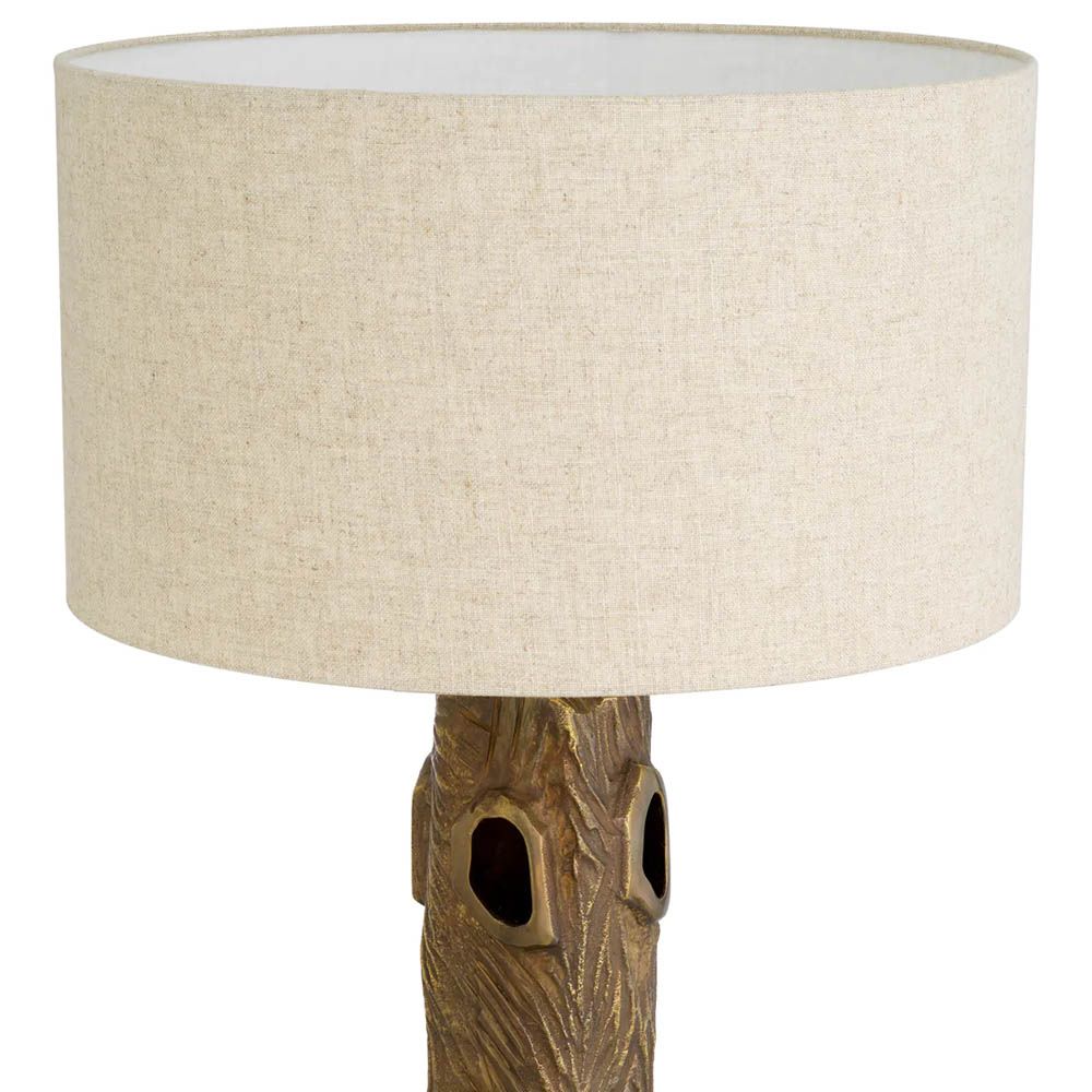Textured base lamp with gaps and linen round shade