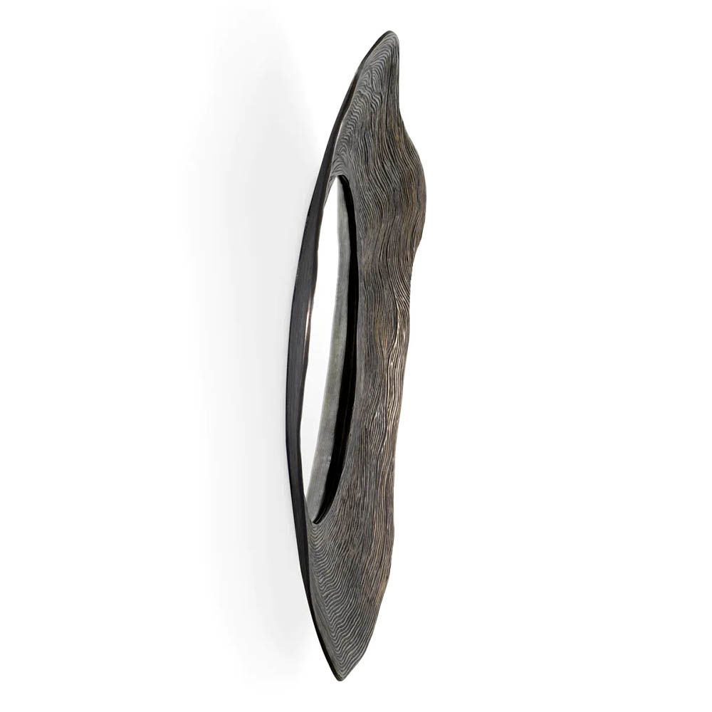 Mirror with bronze frame in rounded abstract design
