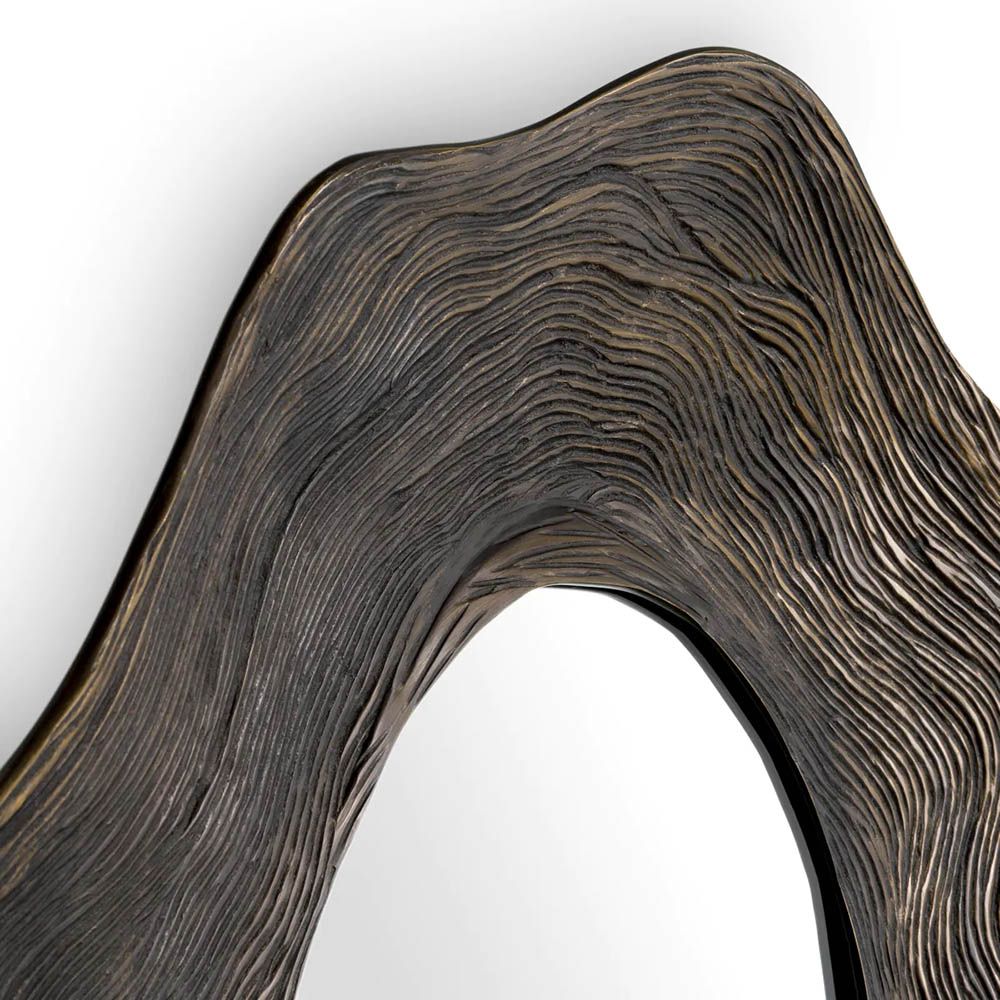 Mirror with bronze frame in rounded abstract design