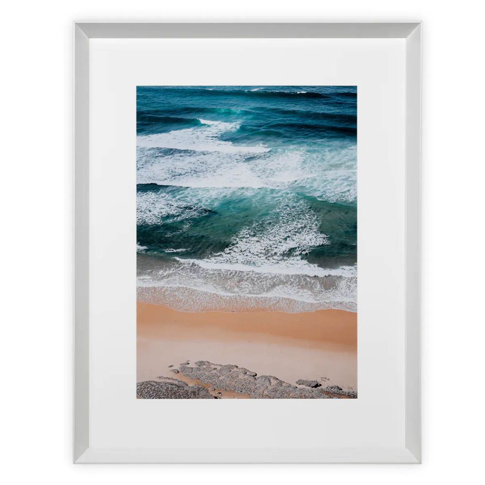 White framed beach artwork in set of 2  