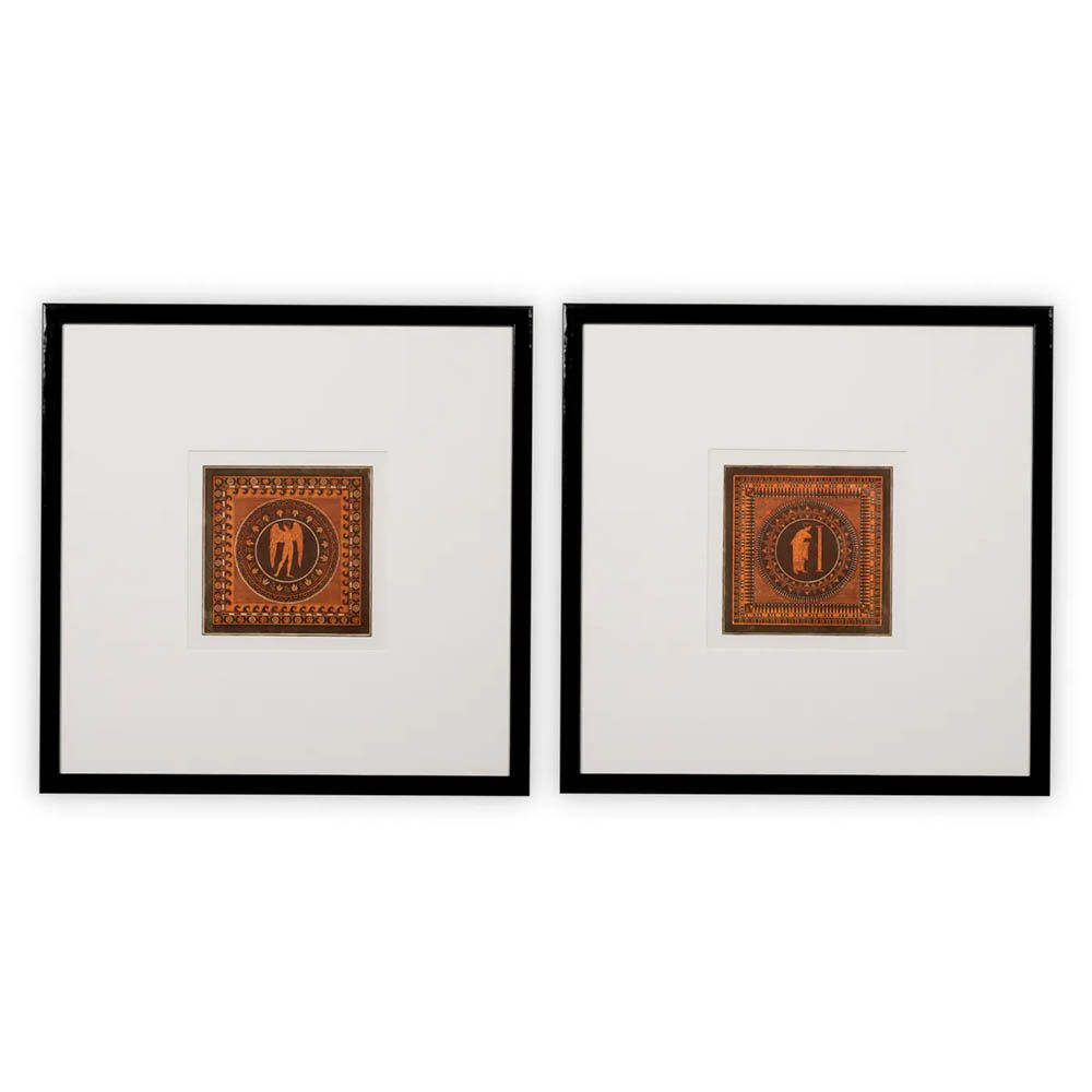 Grecian vase prints enclosed in sleek black frames