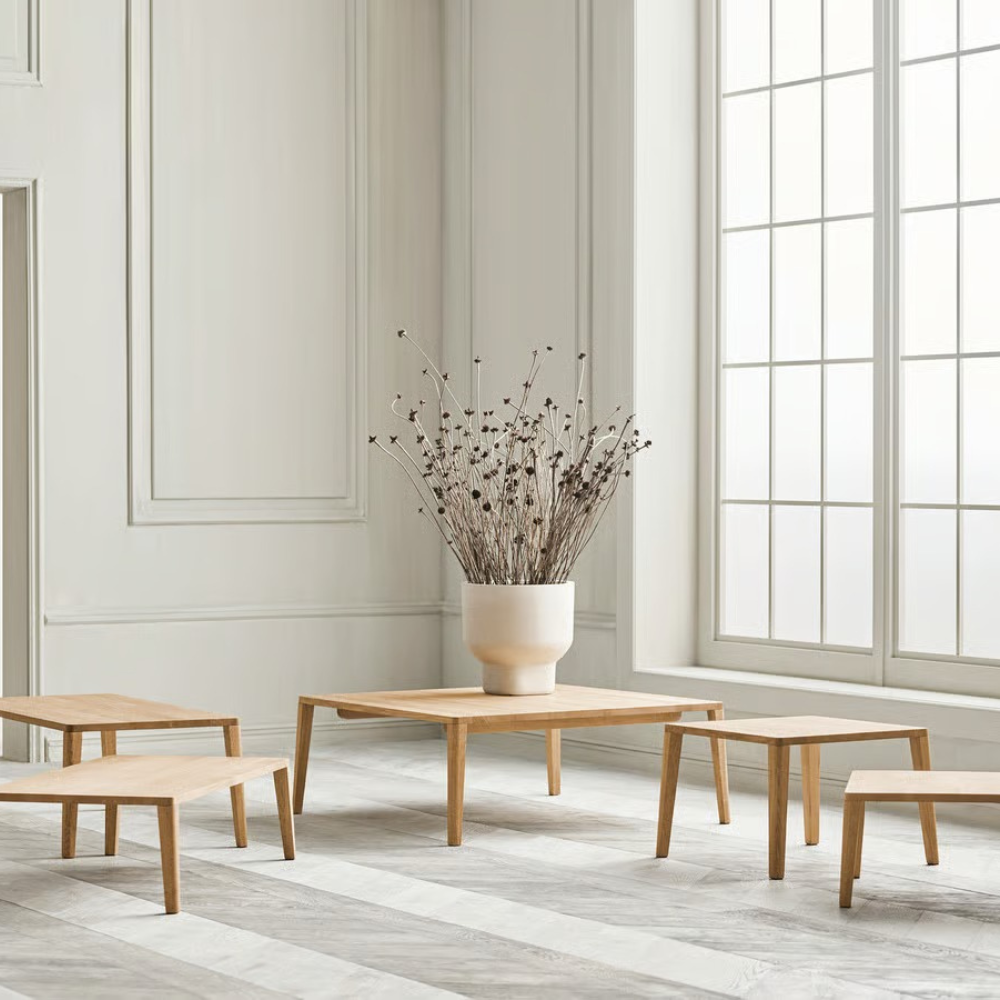 Elevate your living space with the Graceful Coffee Table in white pigmented oiled oak. Stylish, durable, and perfect for any modern decor. 120 cm long.