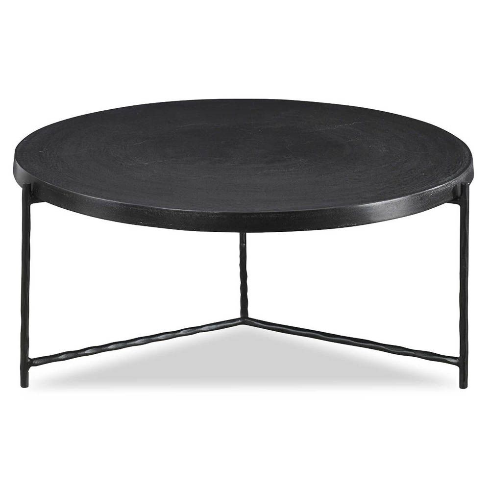 Sleek contemporary round coffee table in black finish