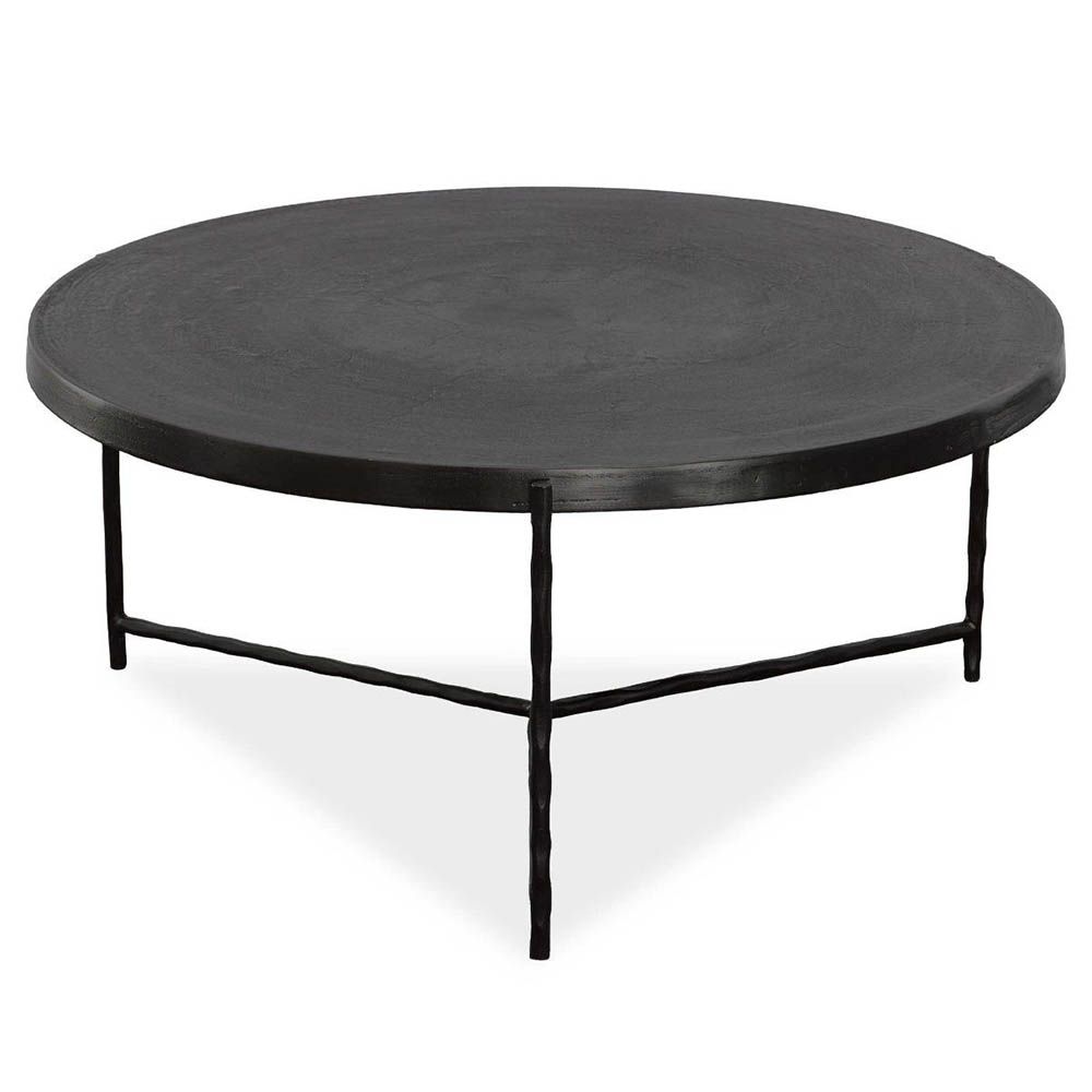 Sleek contemporary round coffee table in black finish