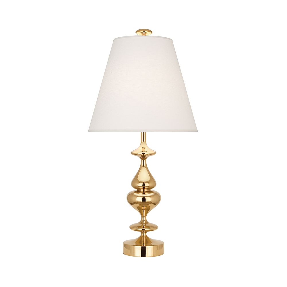 A modernised traditional table lamp in polished brass