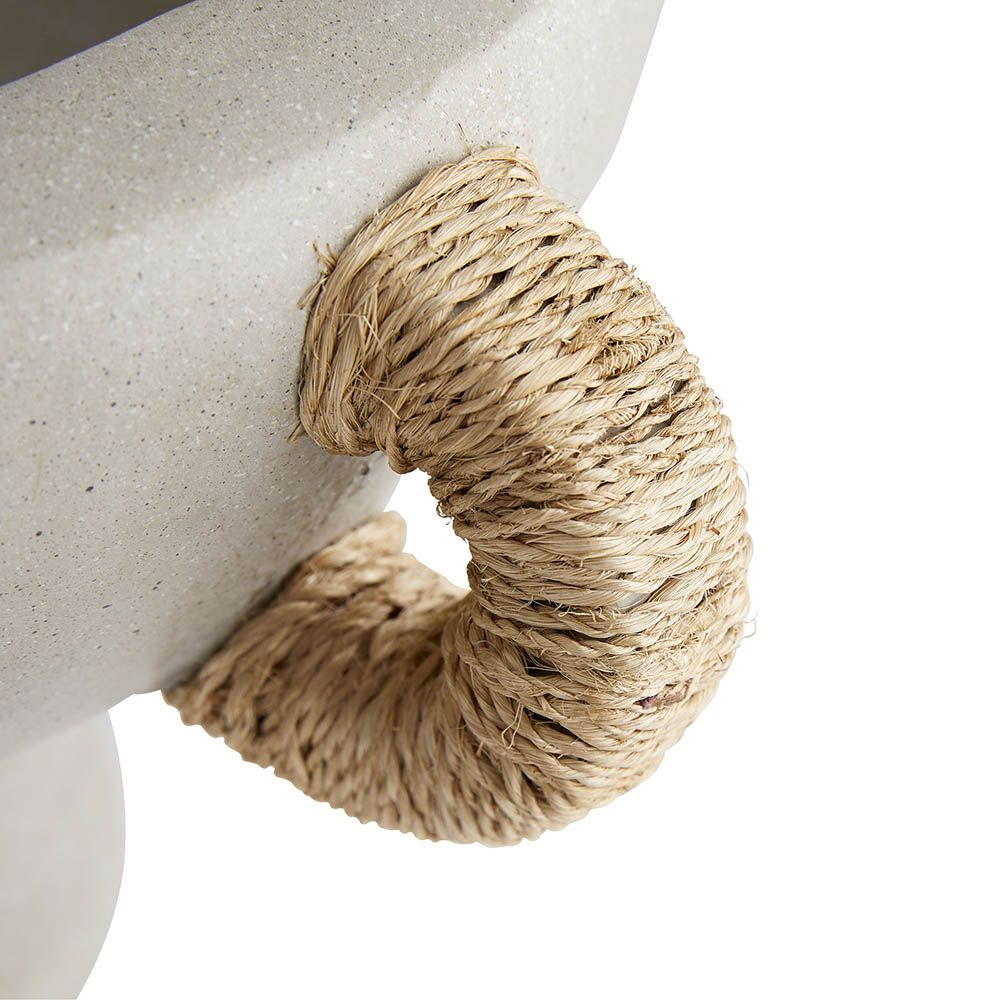 Raised centerpiece bowl with woven handles