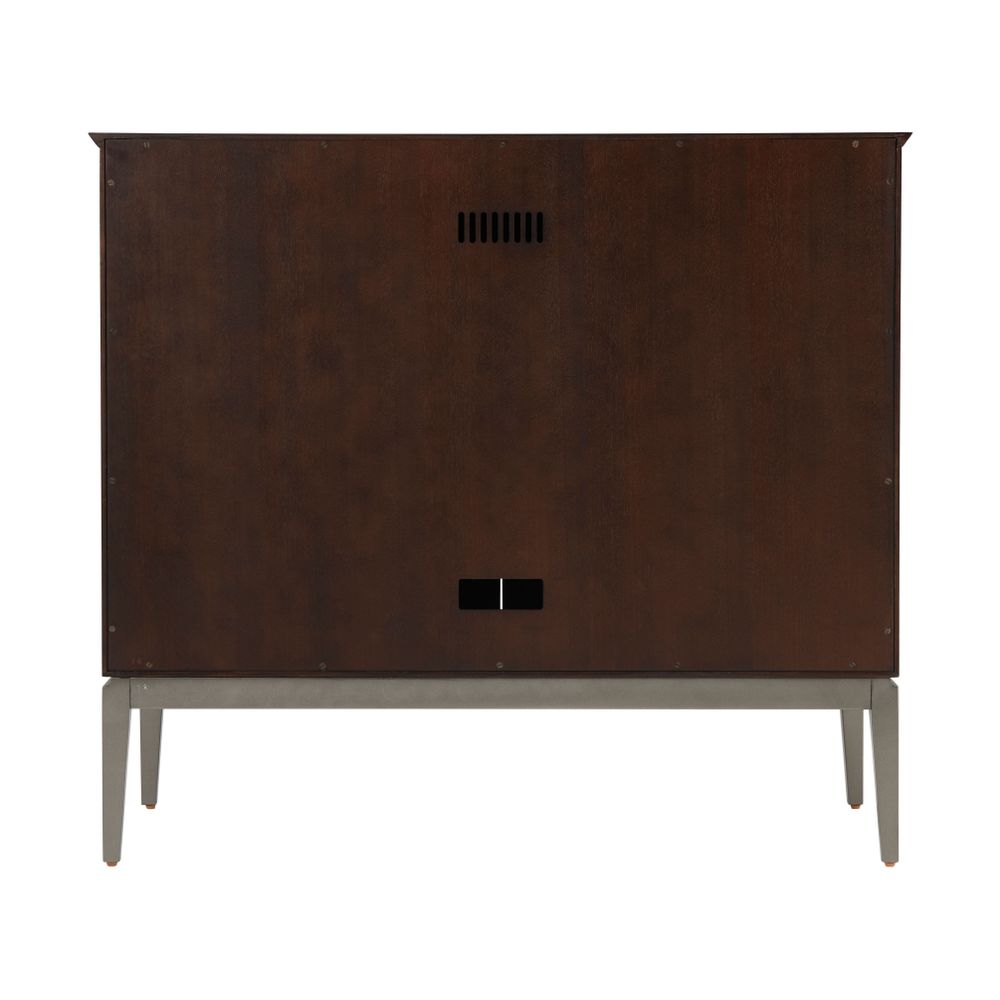 Wave effect wooden cabinet with interior shelving and drawer