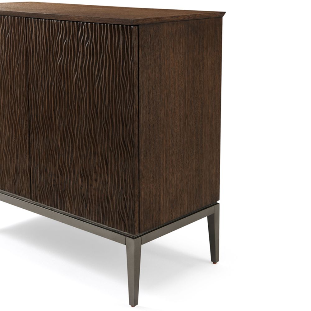 Wave effect wooden cabinet with interior shelving and drawer