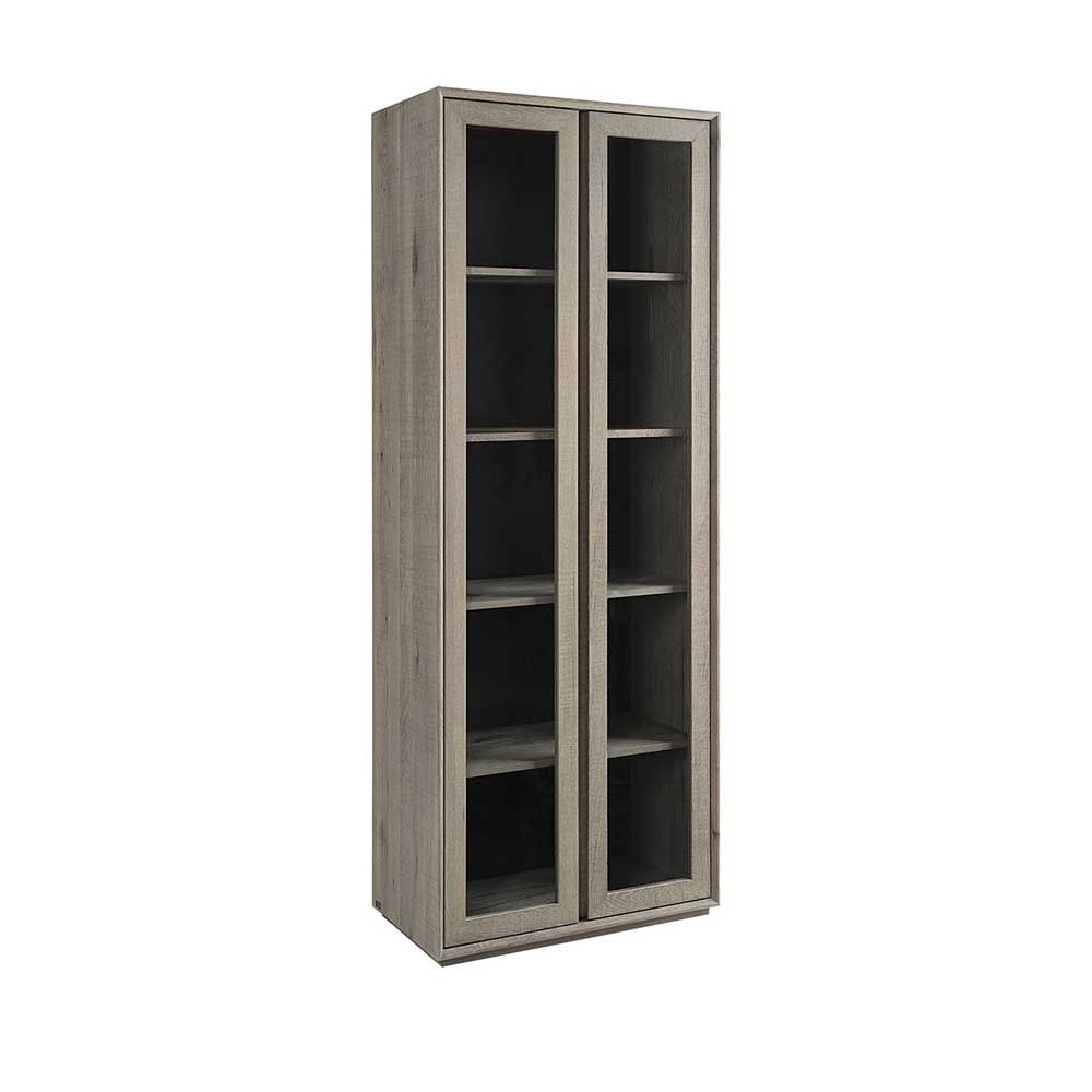 Stylish cabinet with four shelves and glass fronted doors