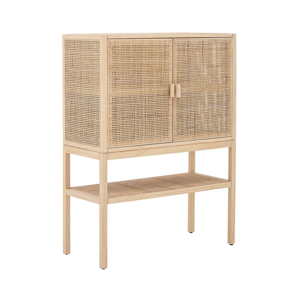 A stunning Scandinavian rattan and pinewood cabinet