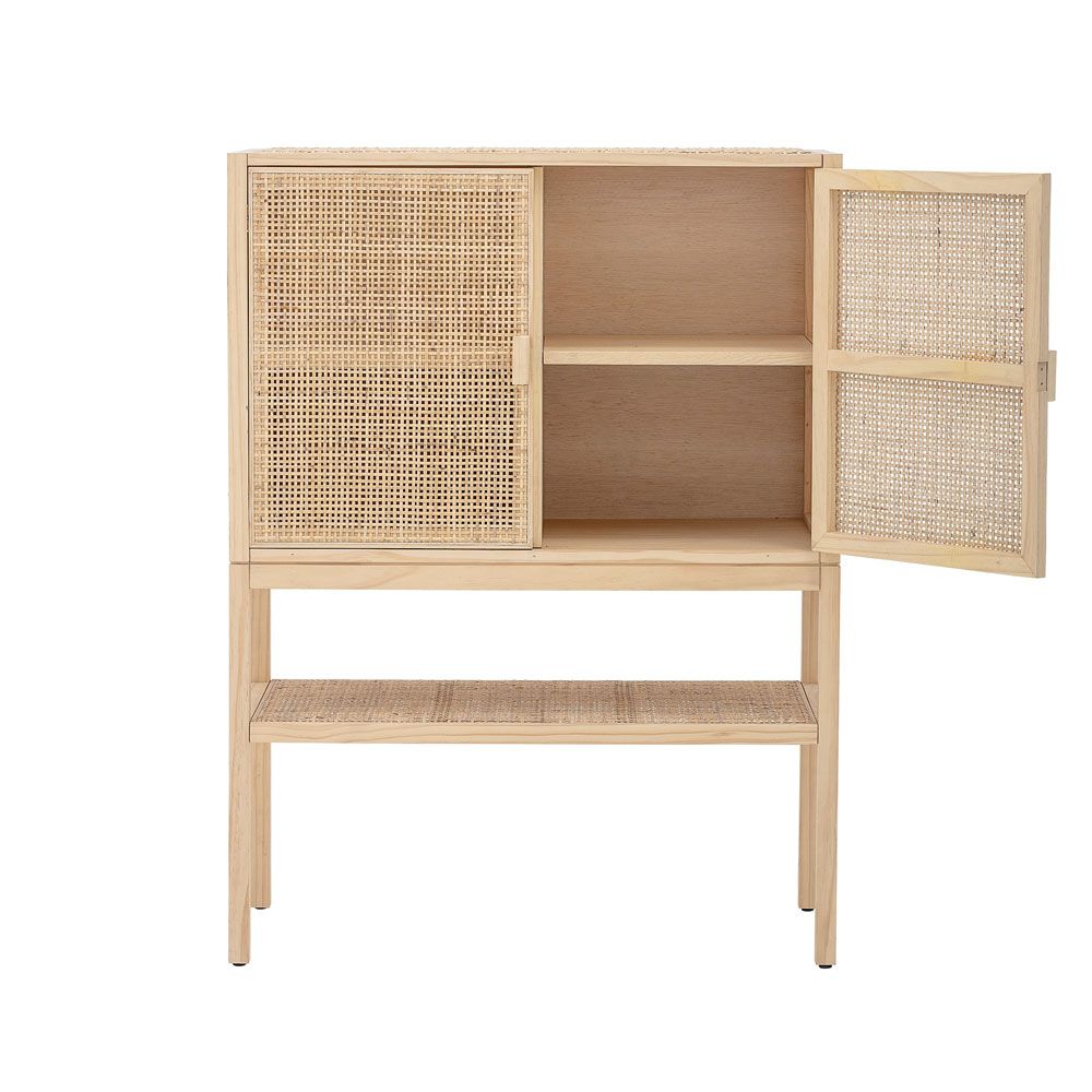 A stunning Scandinavian rattan and pinewood cabinet
