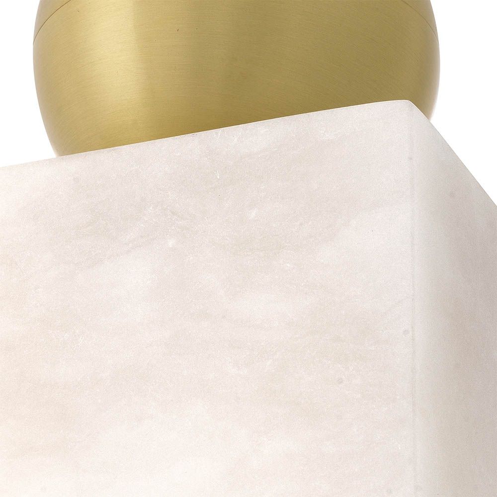 square hanging alabaster pendant with brushed brass pole