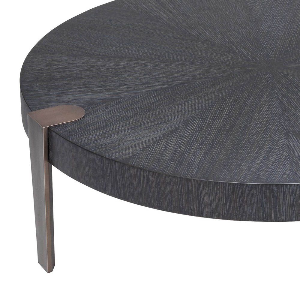 Gorgeously elegant round coffee table with bronze legs
