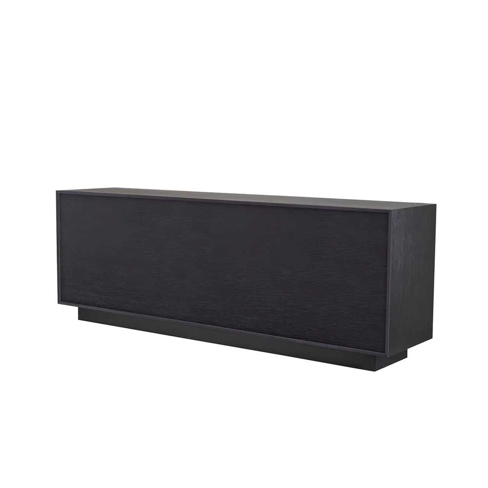 Glamourous ribbed sideboard with four doors in charcoal grey finish