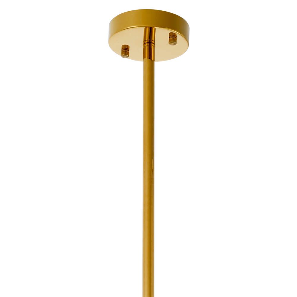 Pearl-like alabaster shade surrounded by four metal rings with bronze highlight finish