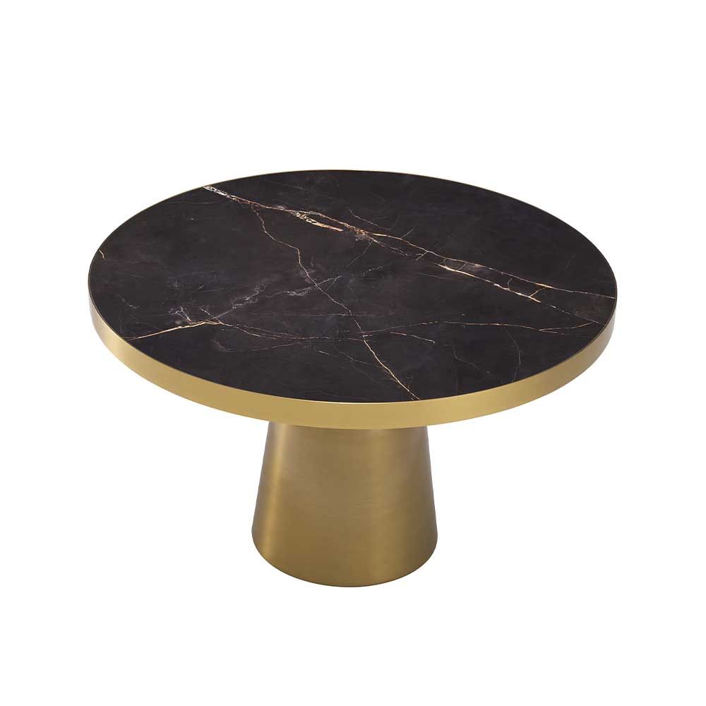 Gold base table with marble affect top
