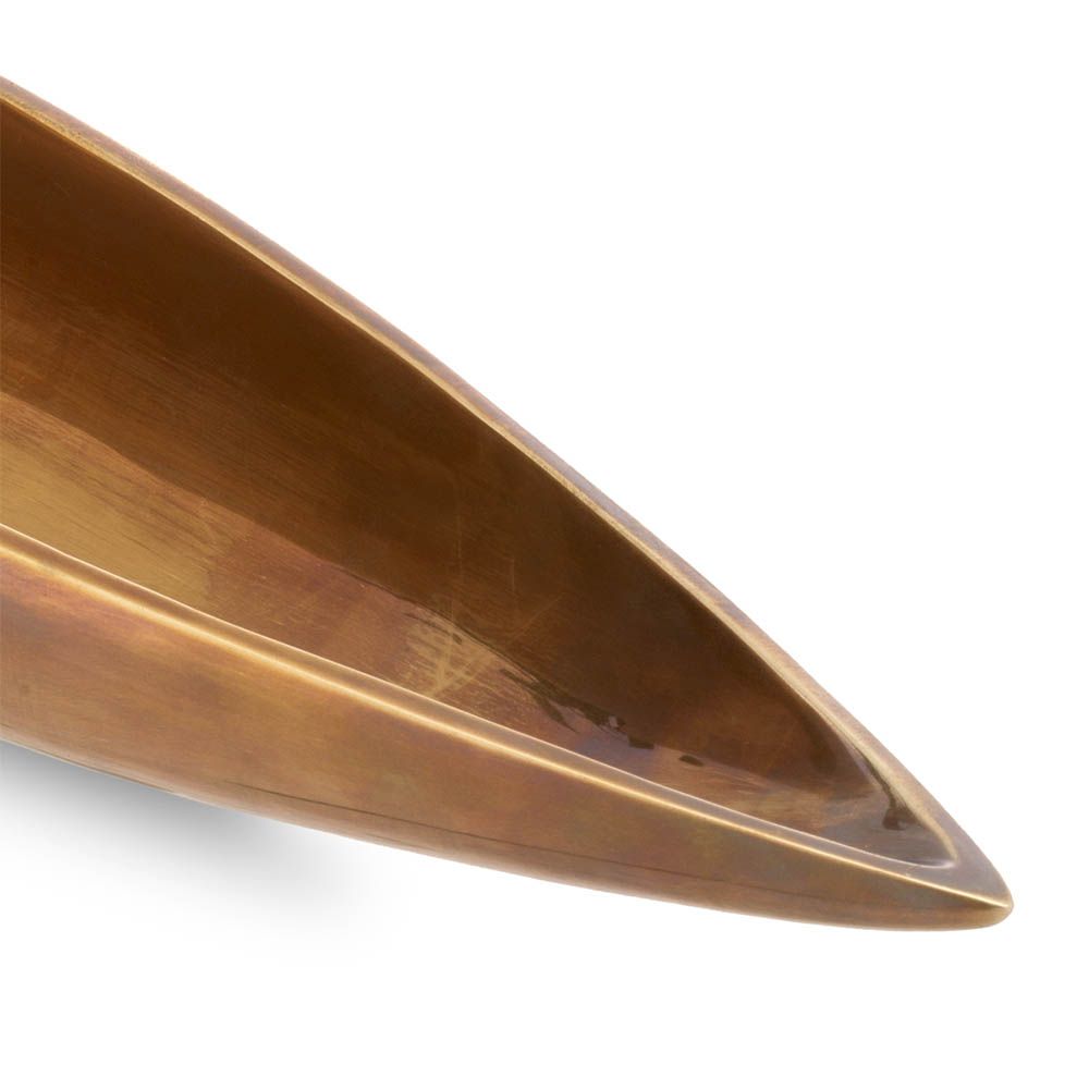Pointed oval shape bowl with antique brass finish 