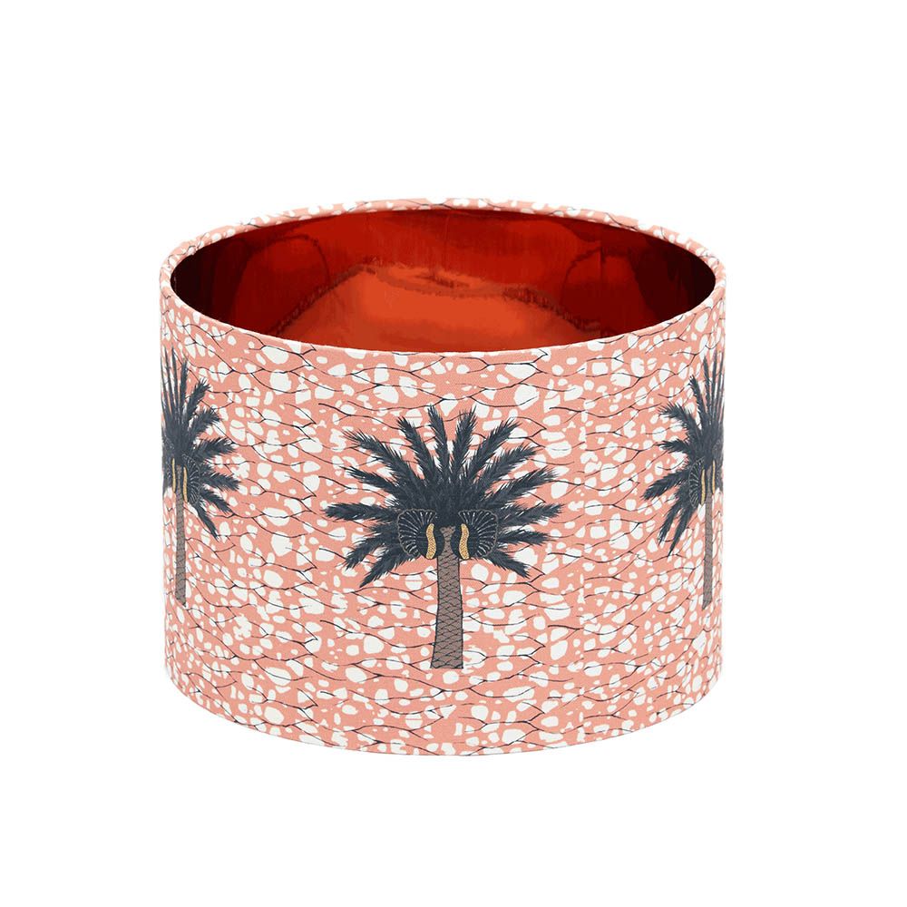 Striking warm copper lampshade with palm pattern