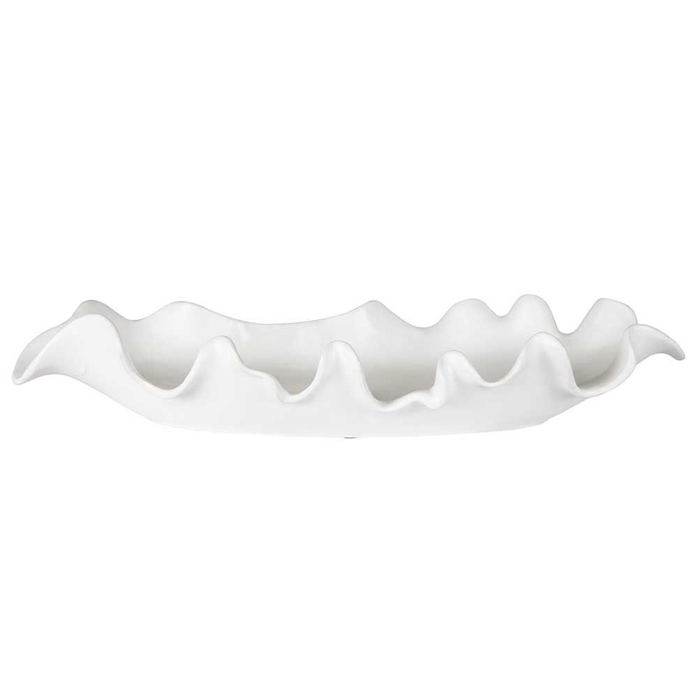 Ruffled Ceramic Bowl With organic curved edges in a modern matte white glaze