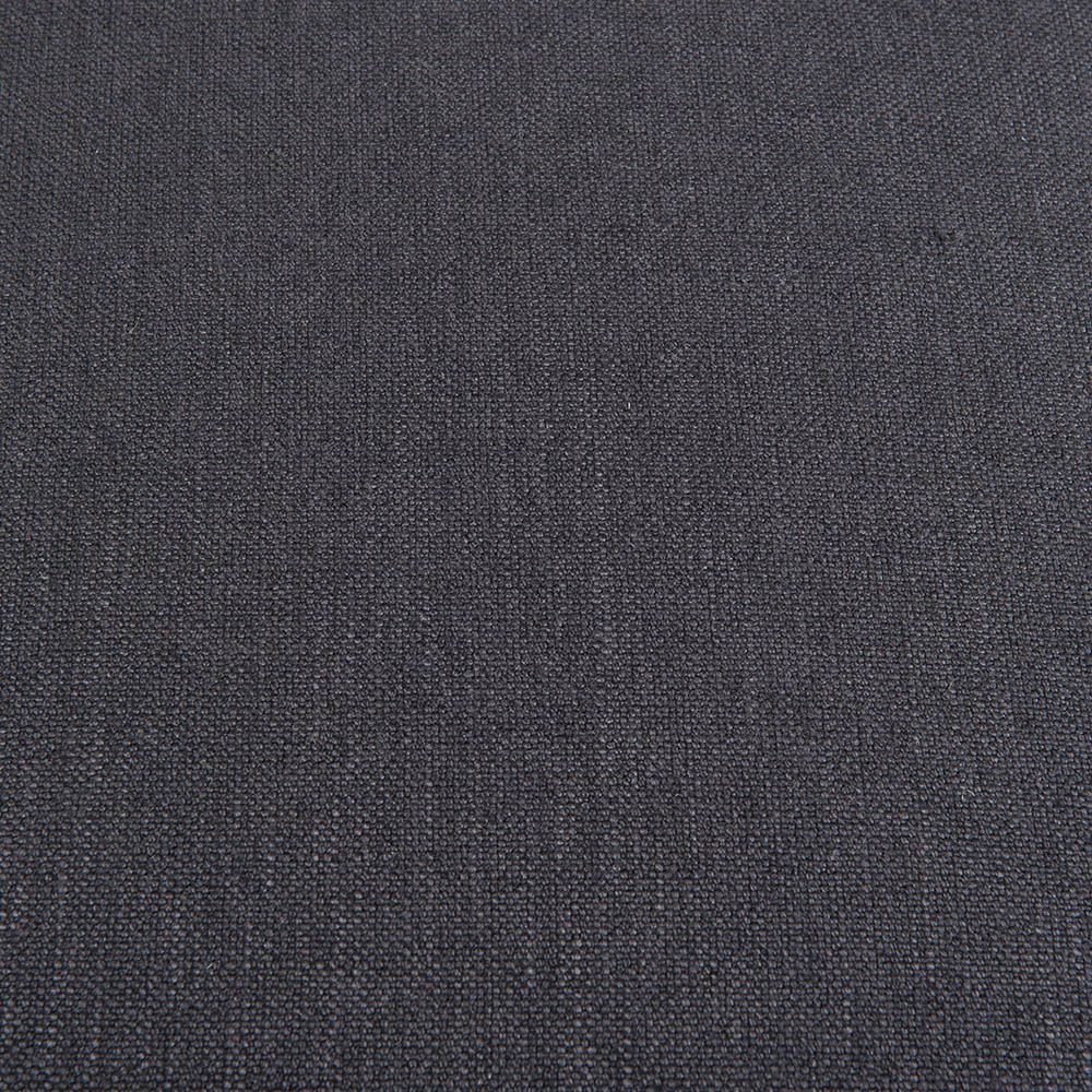 Dark grey dining chair with square cut out shape in backrest and luxurious linen upholstery