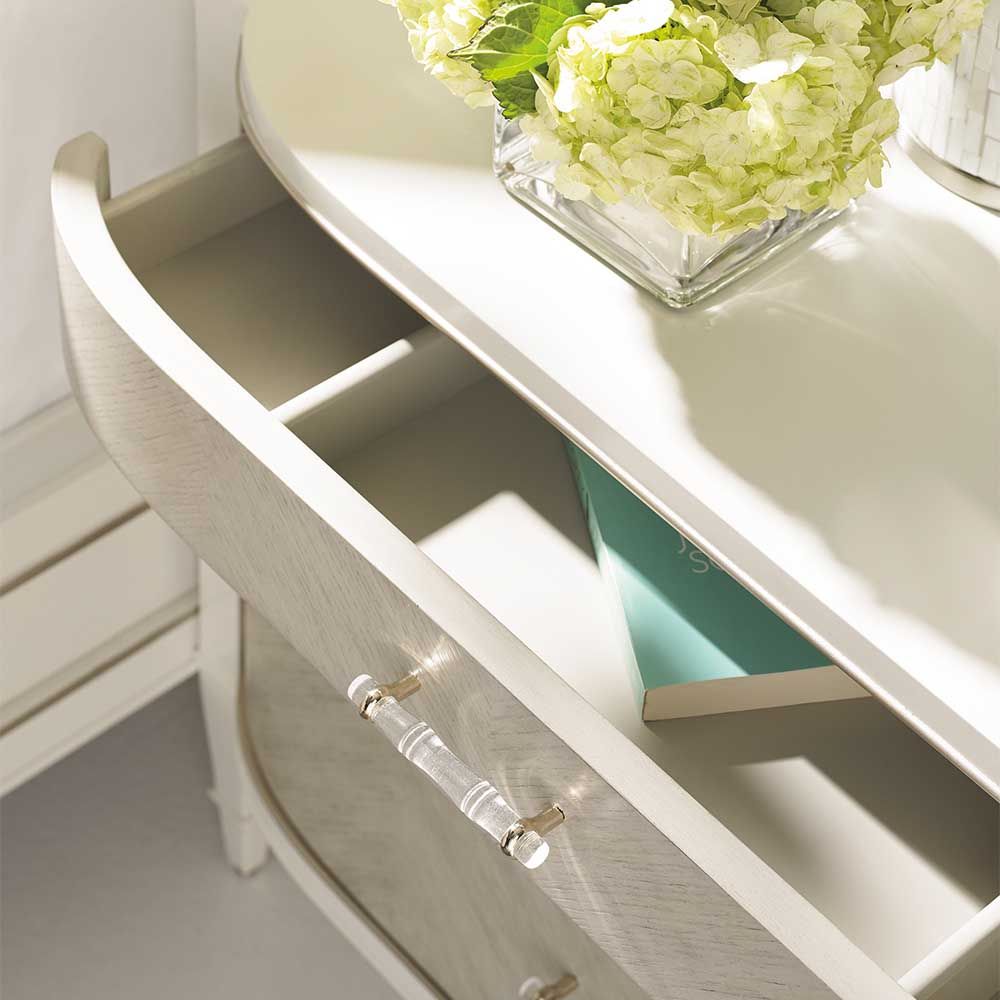 Glamorous cream finish bedside table with three drawers