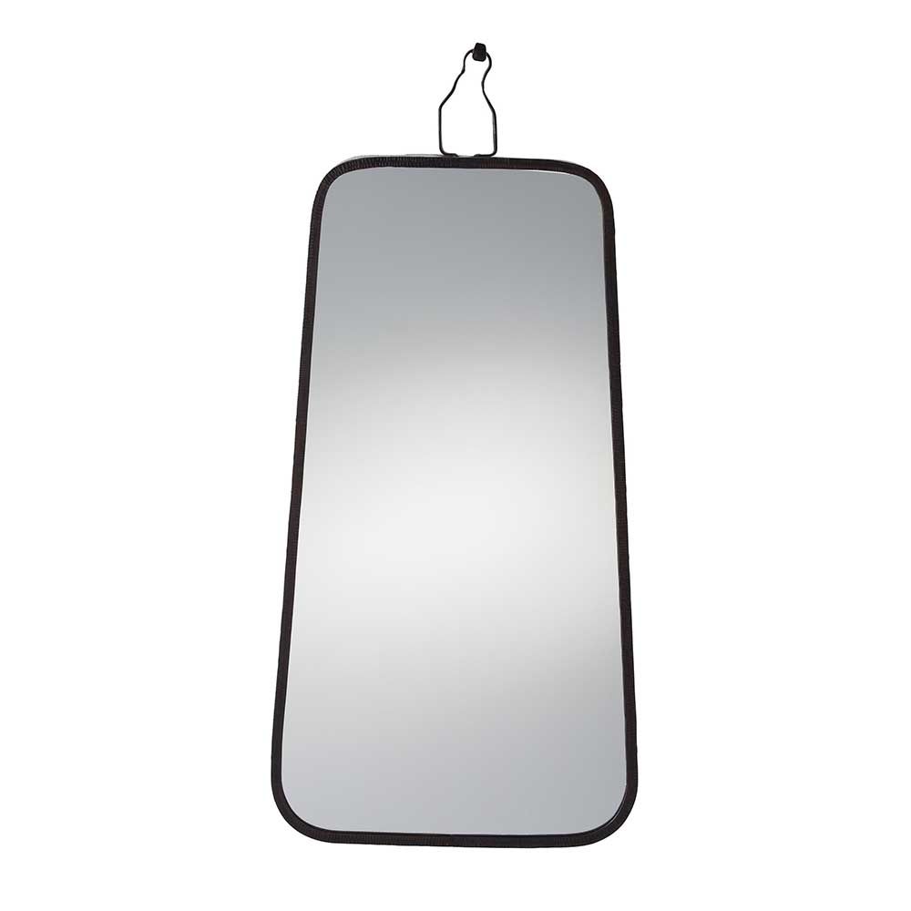 Black edge oblong mirror with hanger detail