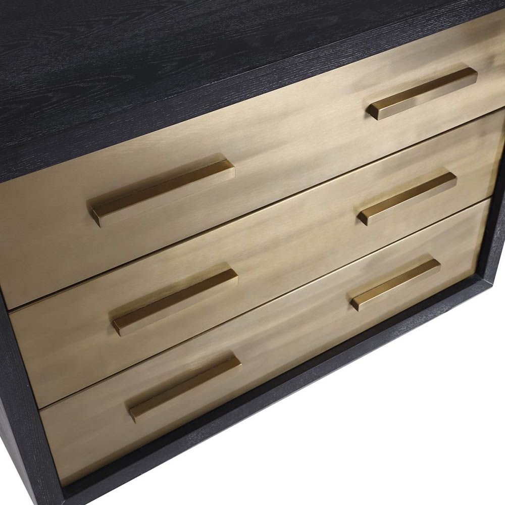 Textured ash chest with brass drawers