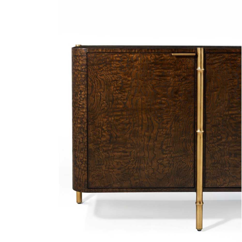 Rich veneer sideboard with brass legs
