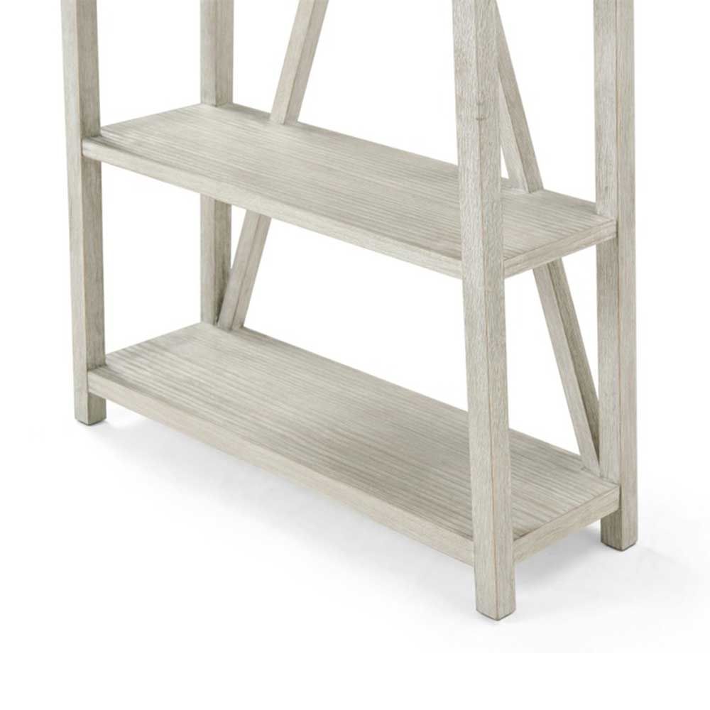 Storage shelving unit in sea salt white washed wood finish
