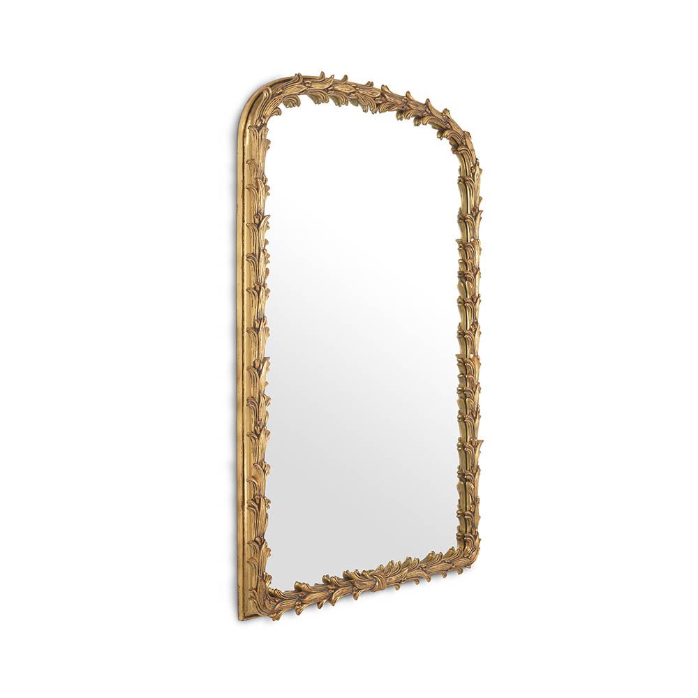 Floret style frame mirror in brass finish