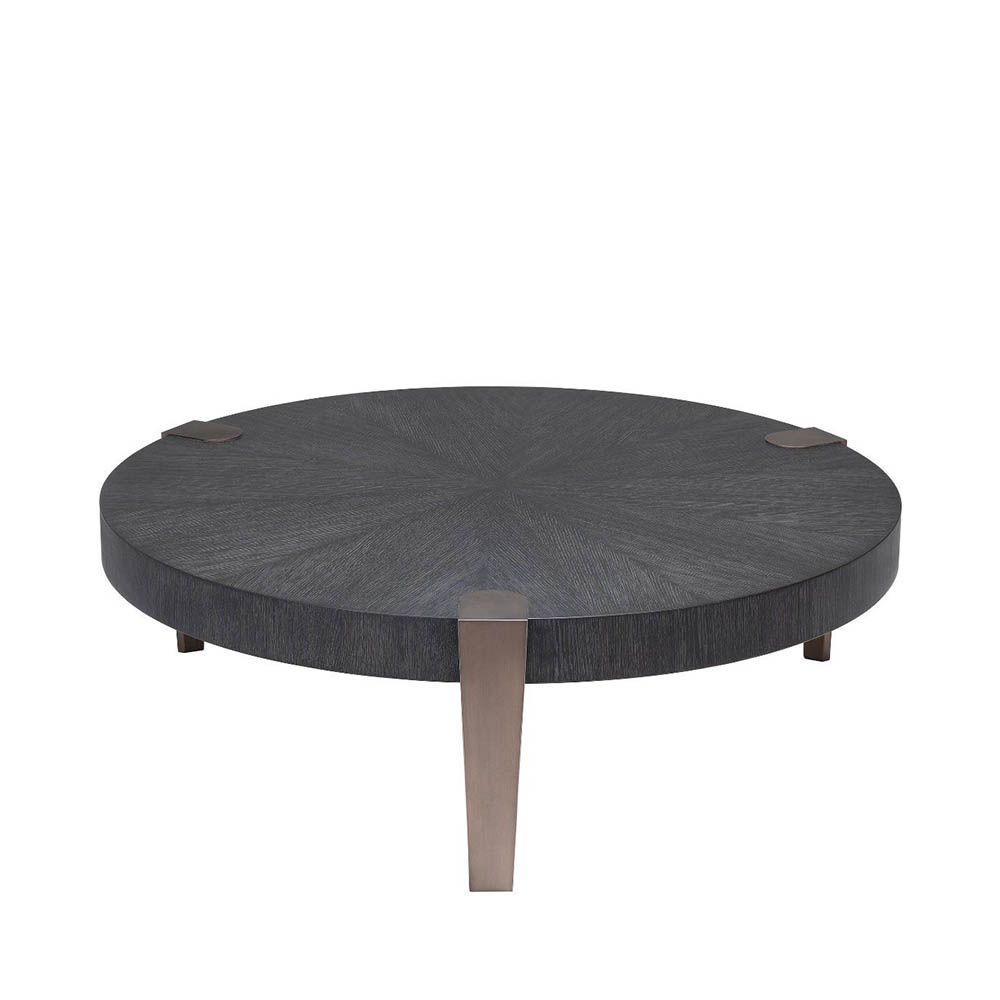 Gorgeously elegant round coffee table with bronze legs